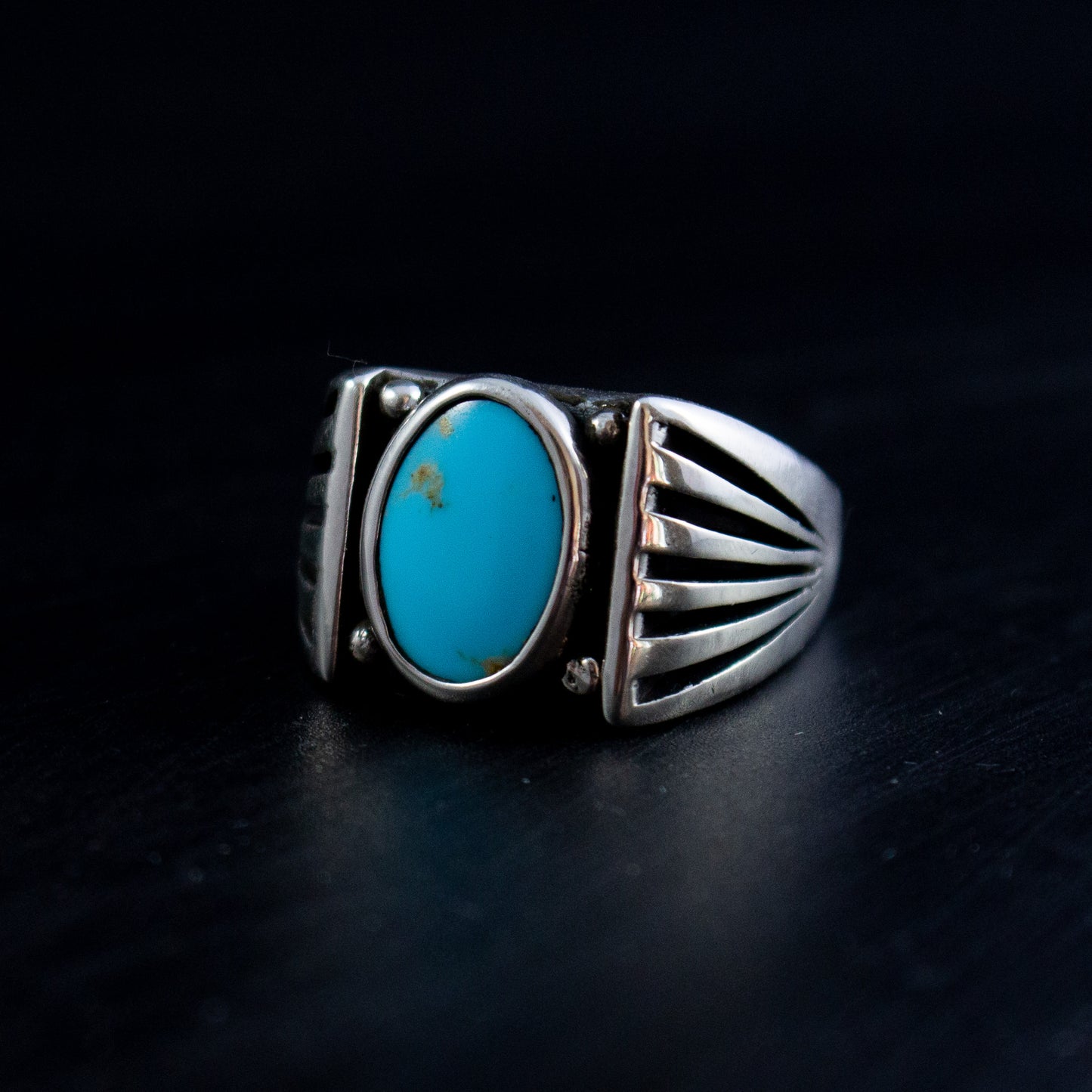 Custom Stone Ring with Starburst Sides