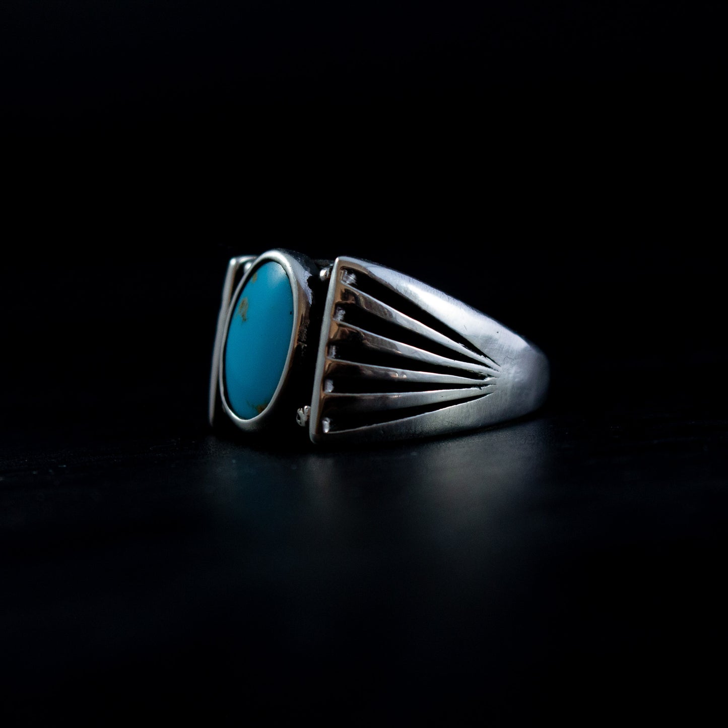 Custom Stone Ring with Starburst Sides