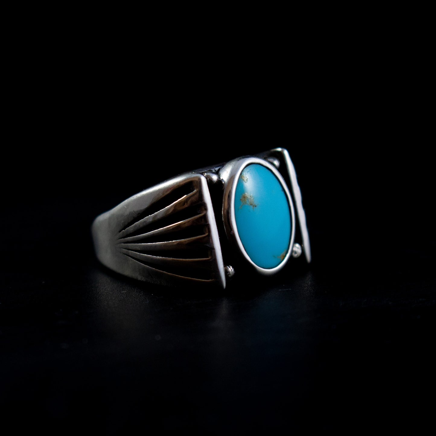 Custom Stone Ring with Starburst Sides