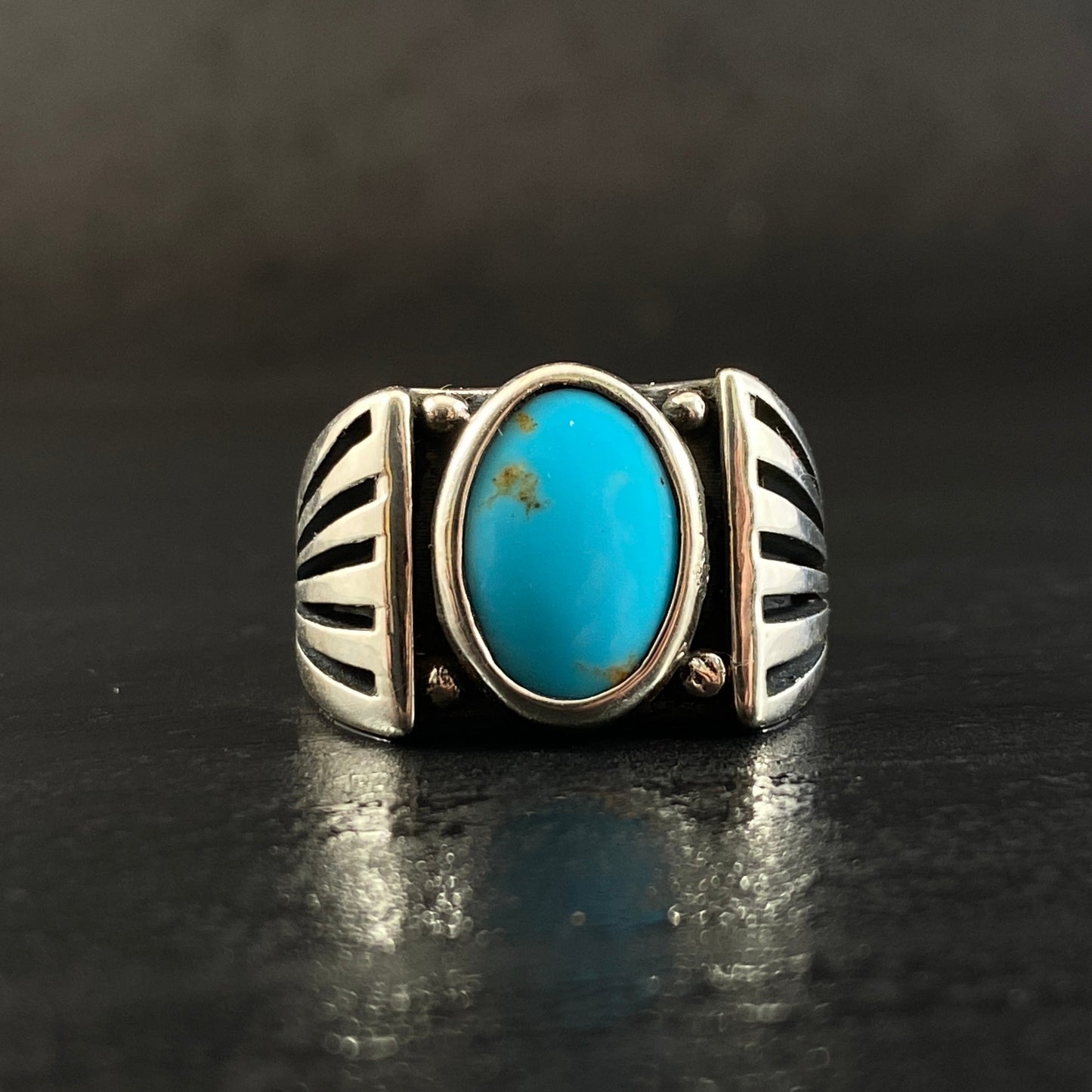 Custom Stone Ring with Starburst Sides