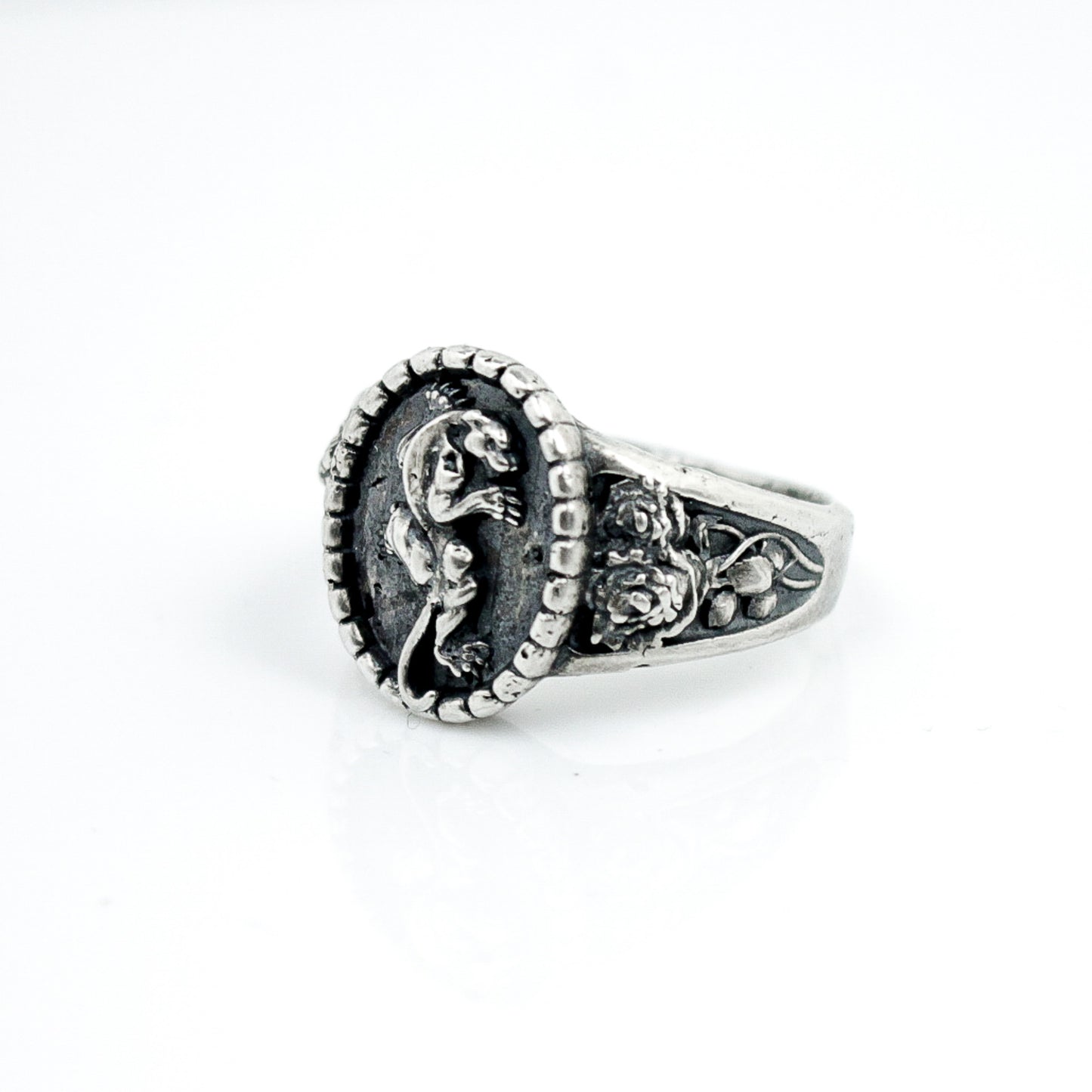 Crawling Panther Ring with Roses