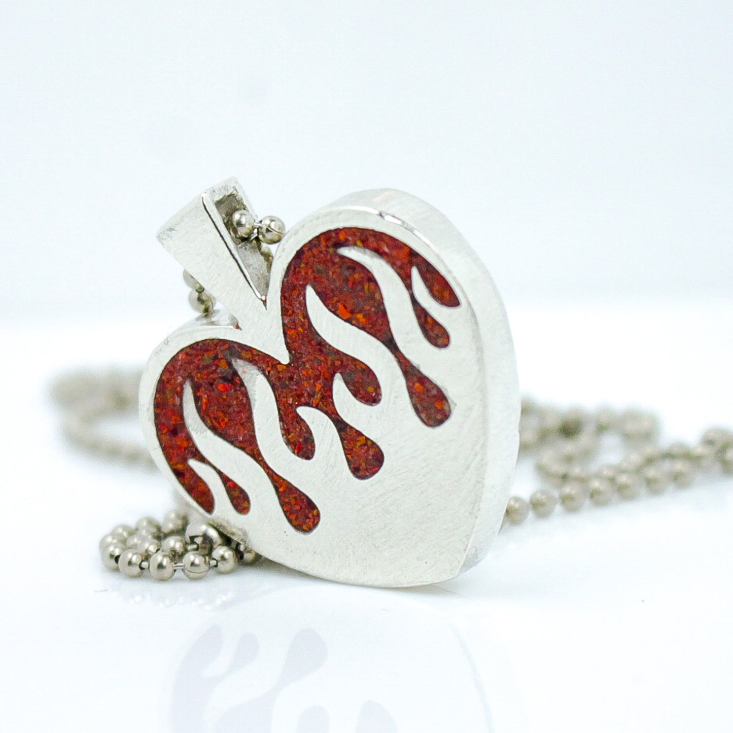 Heart Flame Pendant with Crushed Stone