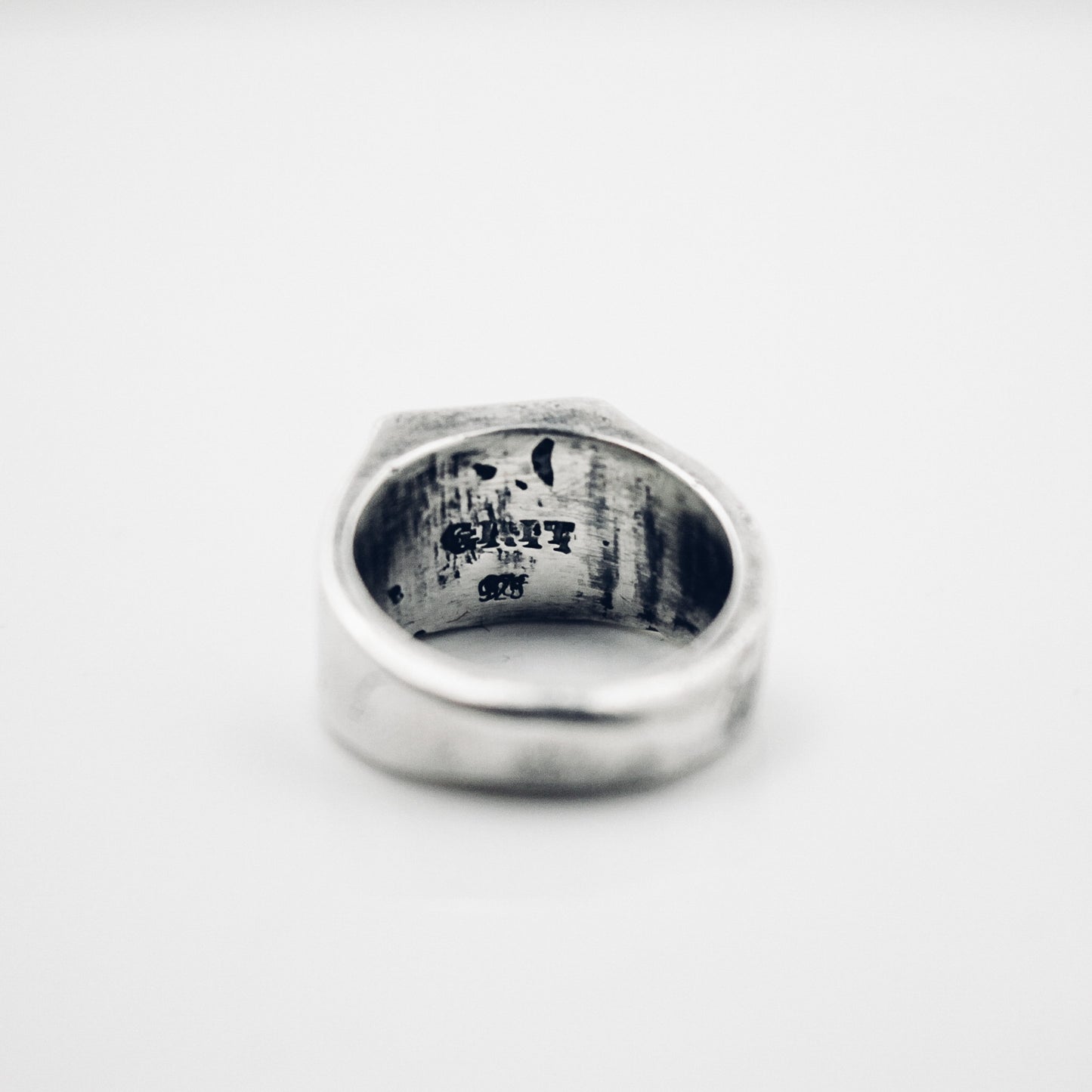 Boot Stitch Square Chunky Signet Ring