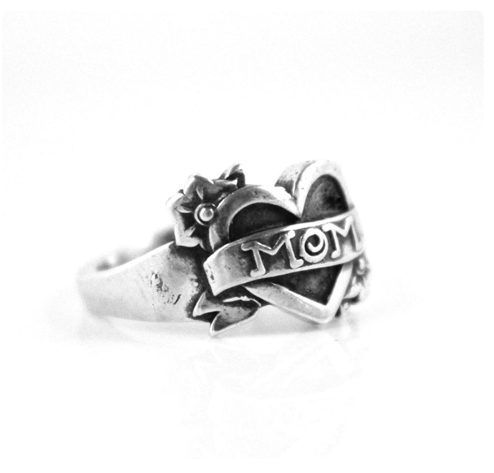 Mom Heart & Flowers Ring
