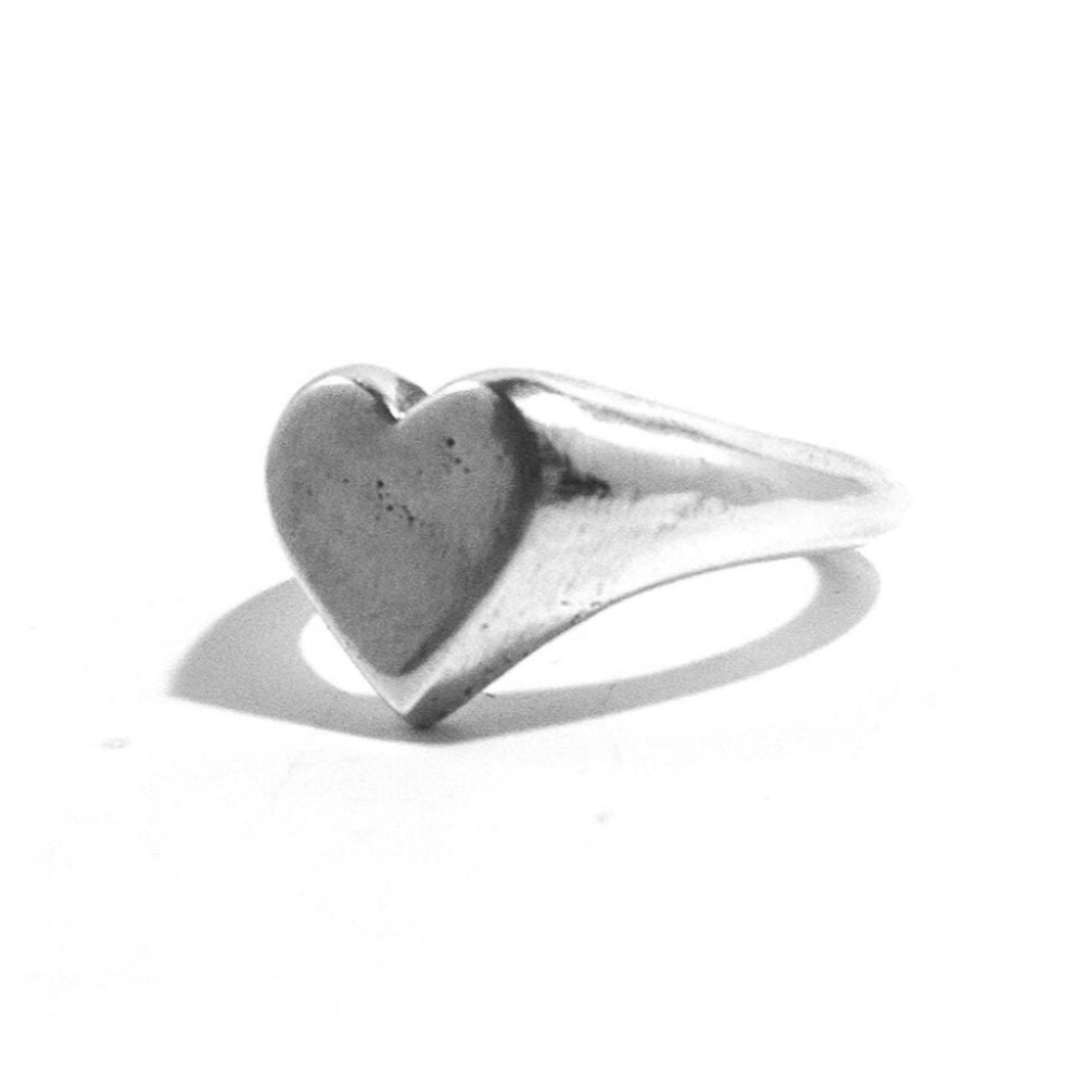 Heart Shaped Silver Signet Ring (Blank - No Stone)