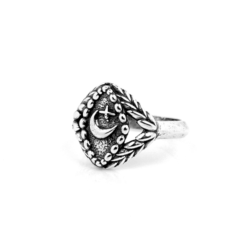 Moon & Stars with Vines Ring