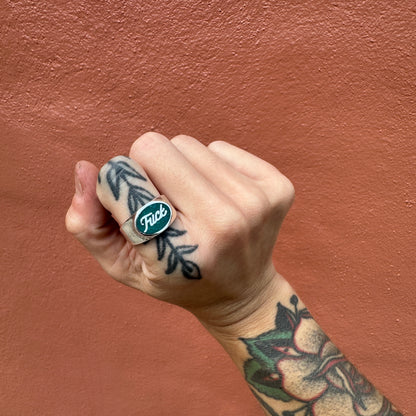 "FUCK" Ford Logo Oval Ring