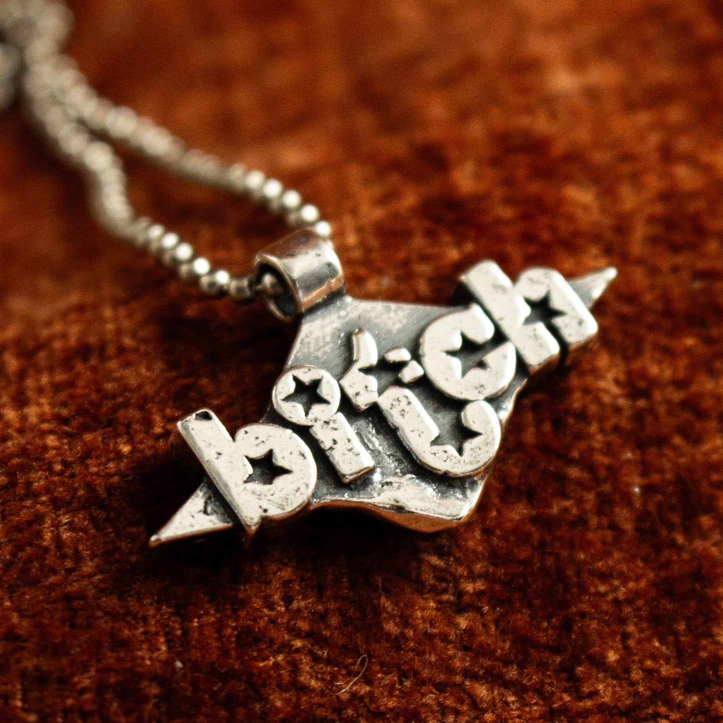 Bitch Necklace with Star Background and letters