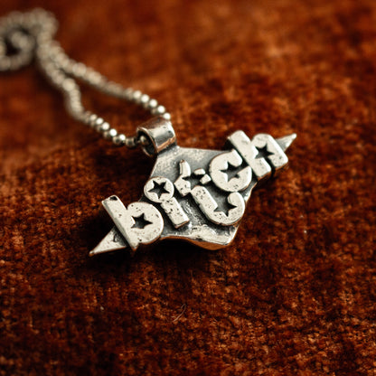 Bitch Necklace with Star Background and letters