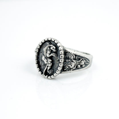 Crawling Panther Ring with Roses