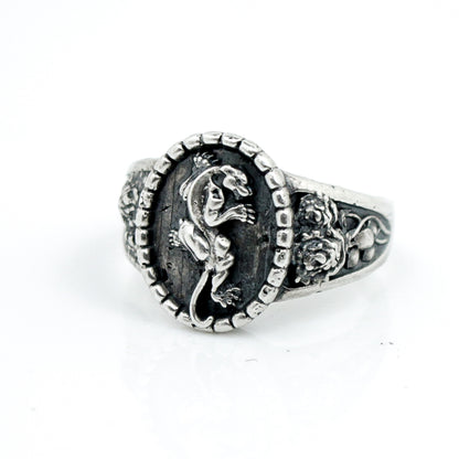 Crawling Panther Ring with Roses