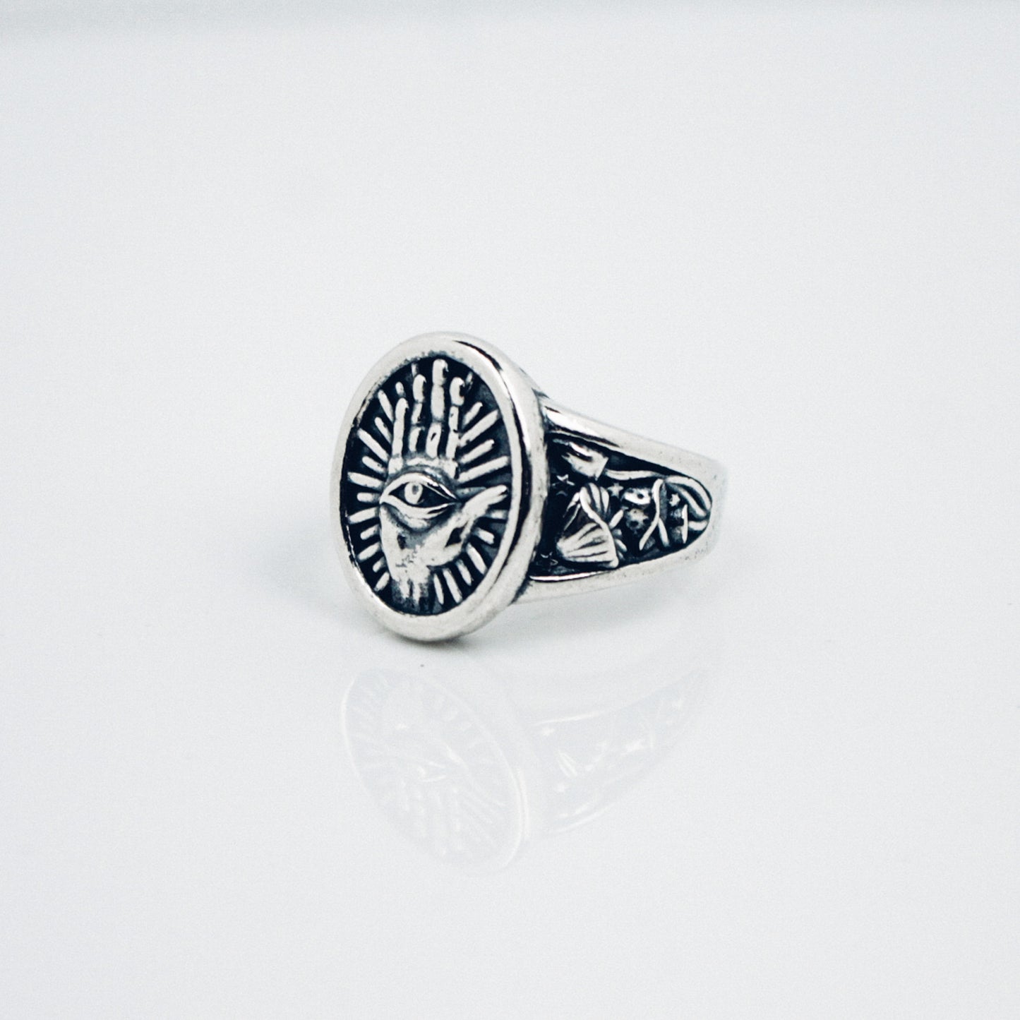 Evil Eye Ring with Magic Mushroom Sides