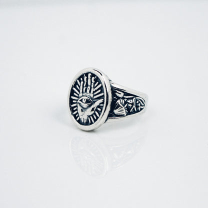 Evil Eye Ring with Magic Mushroom Sides