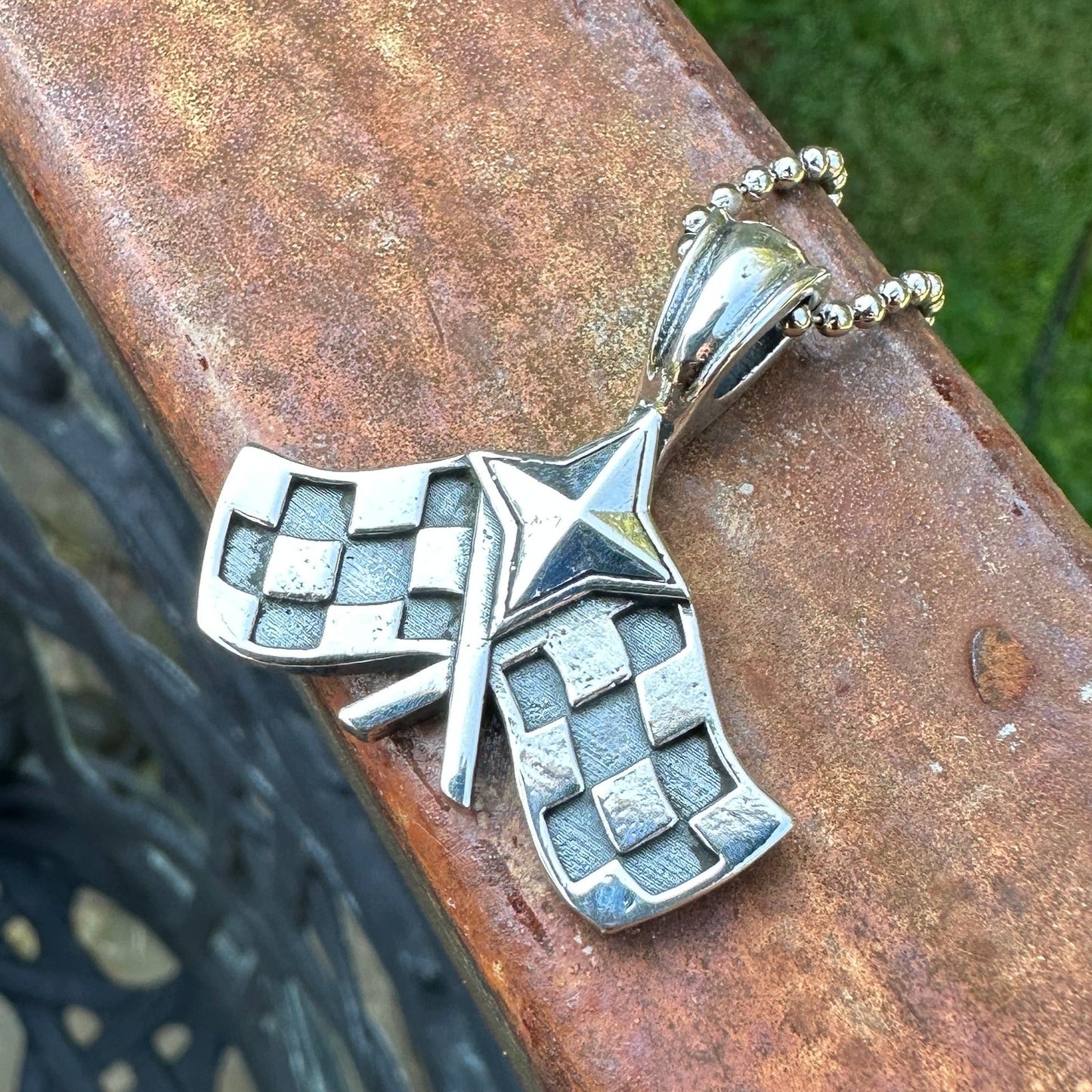 Racing Flags Pendant with Star Fill and 7 mm bail hole