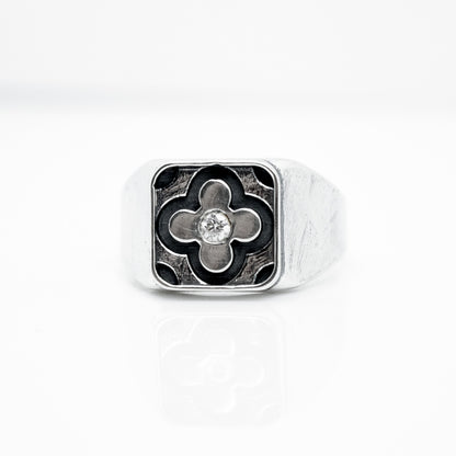 Stone Quilt Ring with Center Diamond