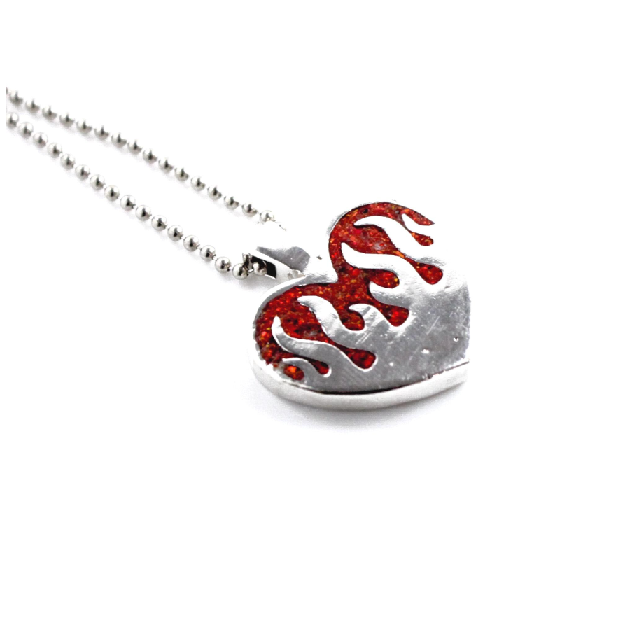 Heart Flame Pendant with Crushed Stone