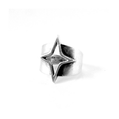 Open Star Ring Chunky Silver Ring