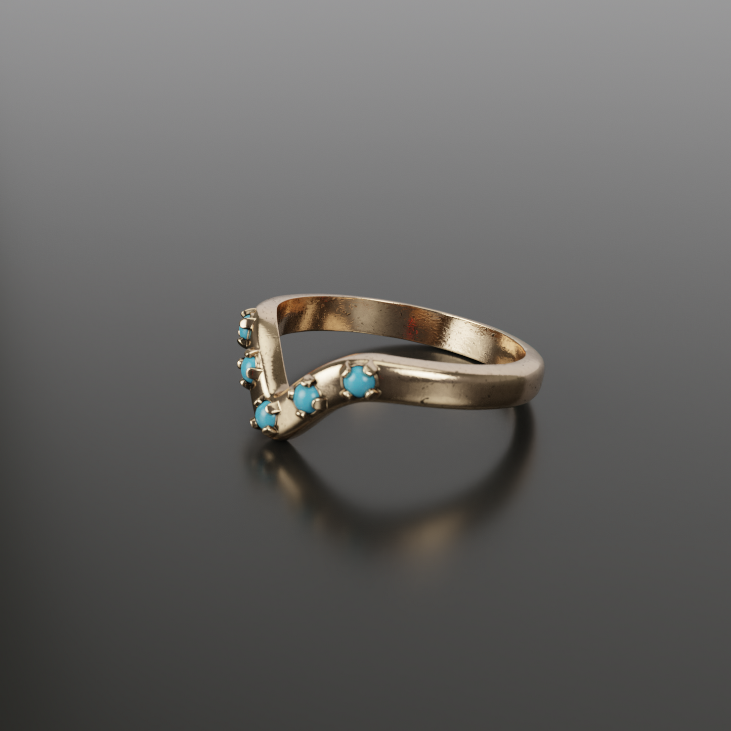 Curved 5 Stone Turquoise Shadow Band