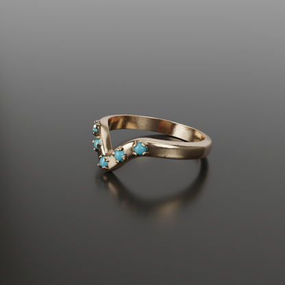 Curved 5 Stone Turquoise Shadow Band