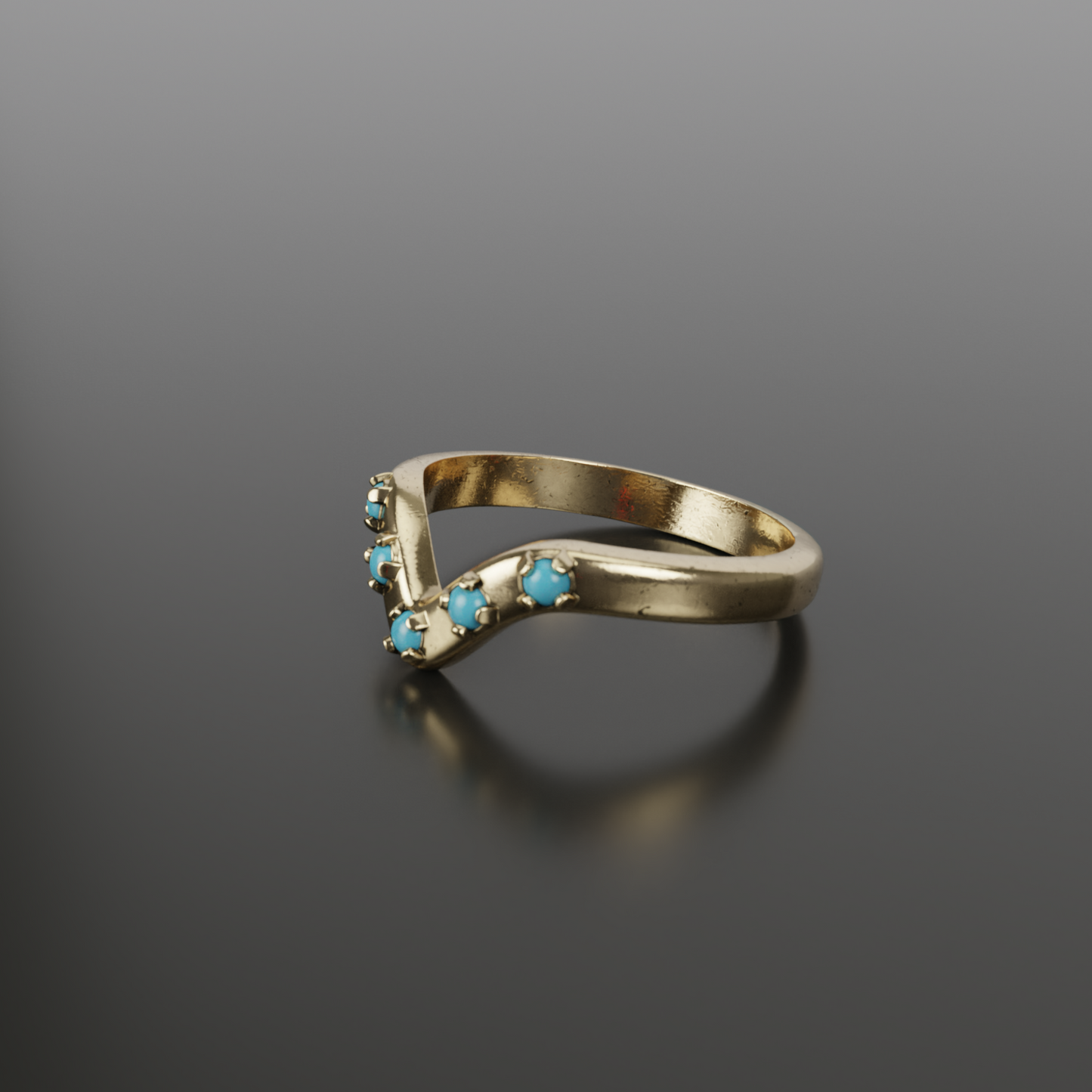 Curved 5 Stone Turquoise Shadow Band