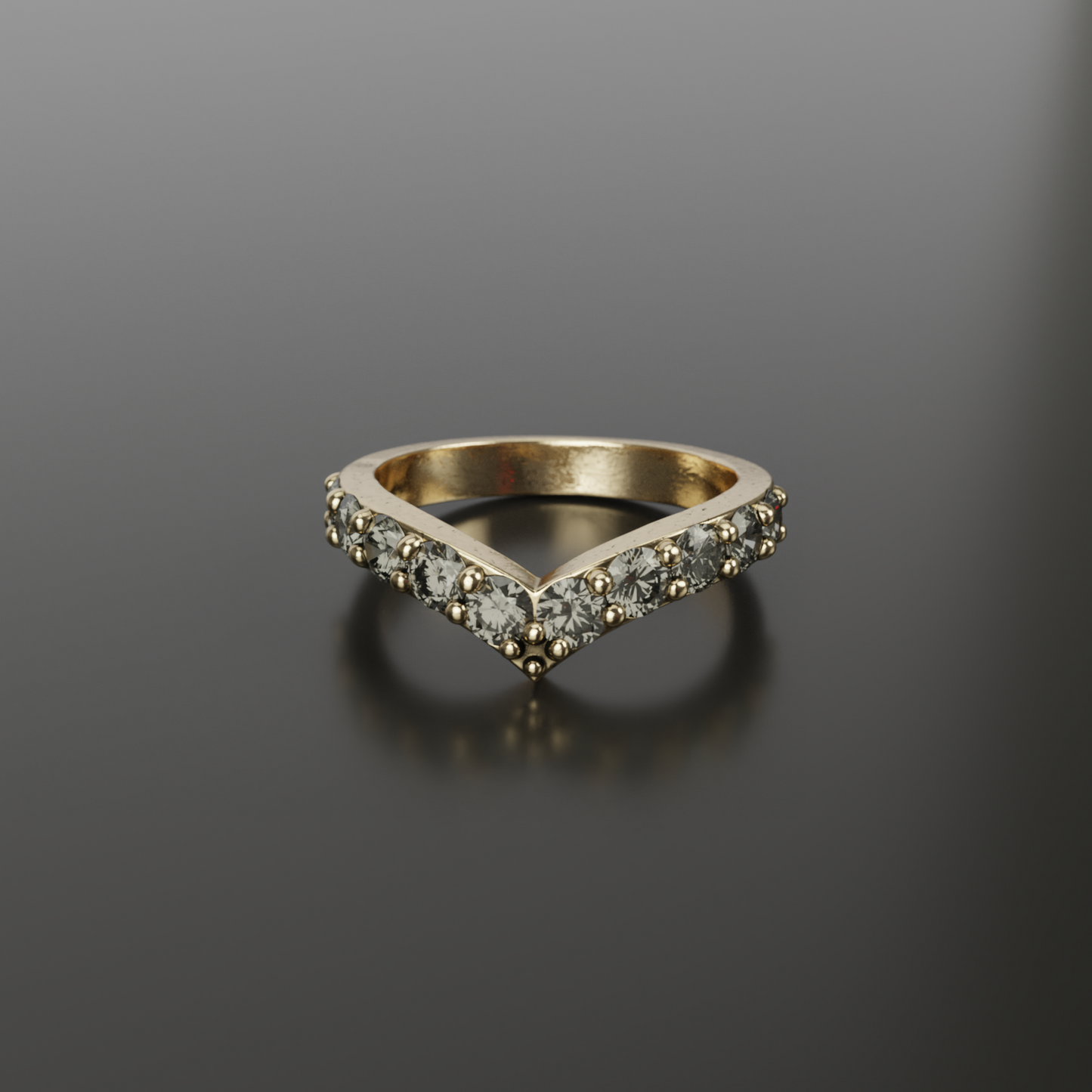 Curved 10 Diamond Shadow Band with Prongs