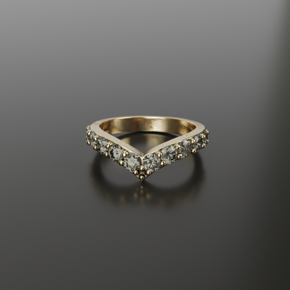 Curved 10 Diamond Shadow Band with Prongs