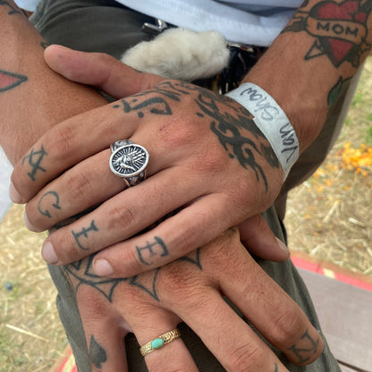 Evil Eye Ring with Magic Mushroom Sides