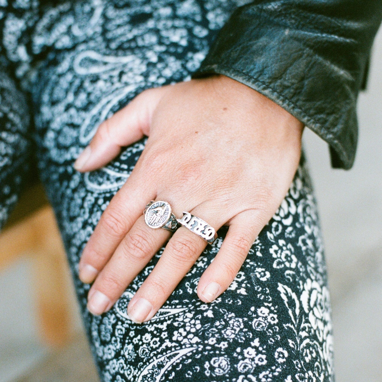 Evil Eye Ring with Magic Mushroom Sides