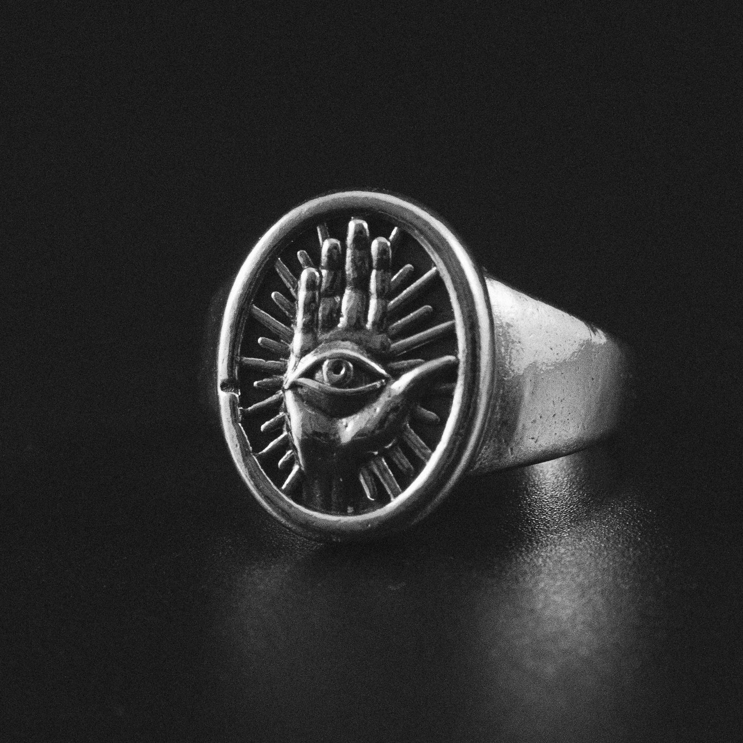 Evil Eye in Hamsa Hand Ring