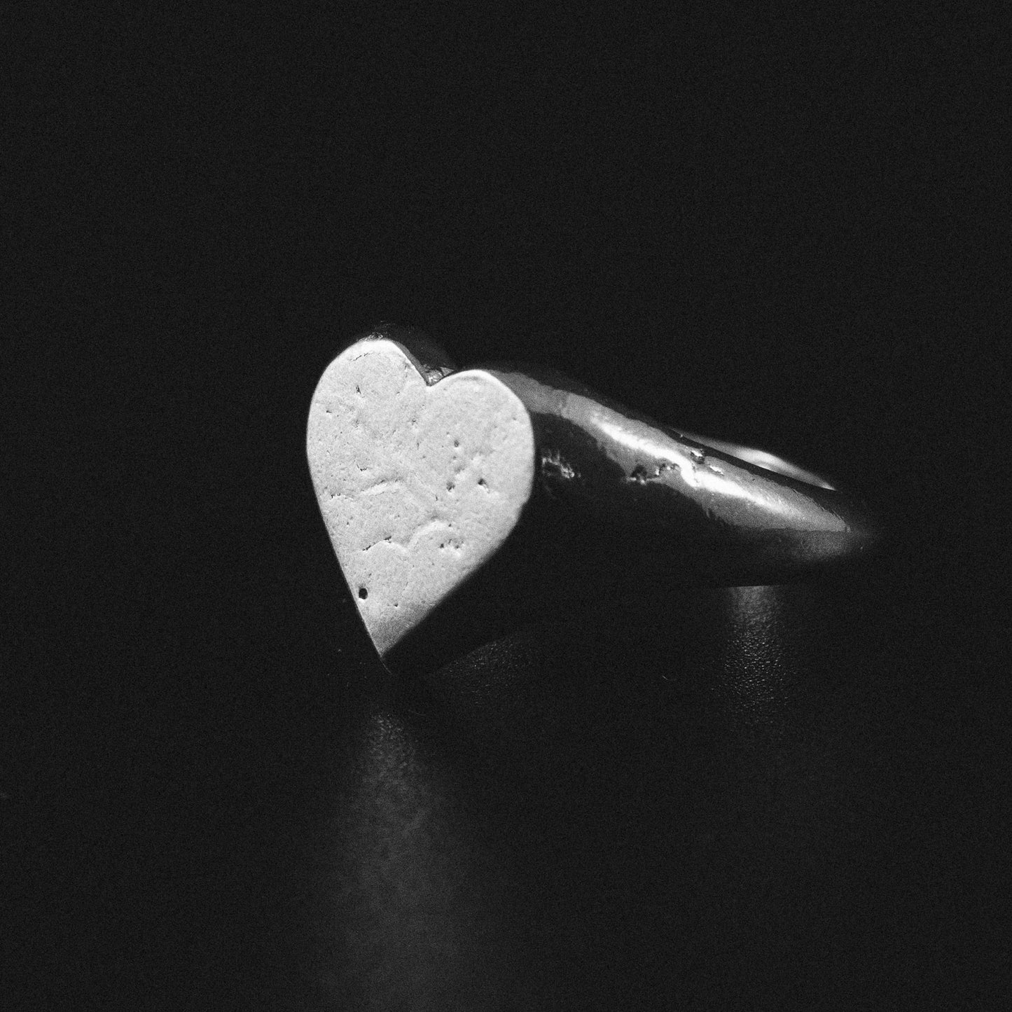 Heart Shaped Silver Signet Ring (Blank - No Stone)