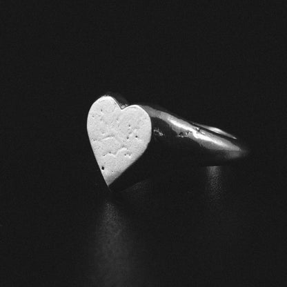 Heart Shaped Silver Signet Ring (Blank - No Stone)