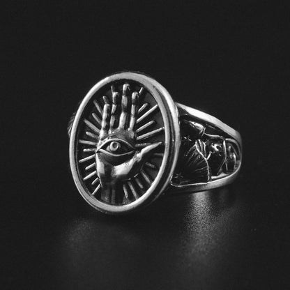 Evil Eye Ring with Magic Mushroom Sides