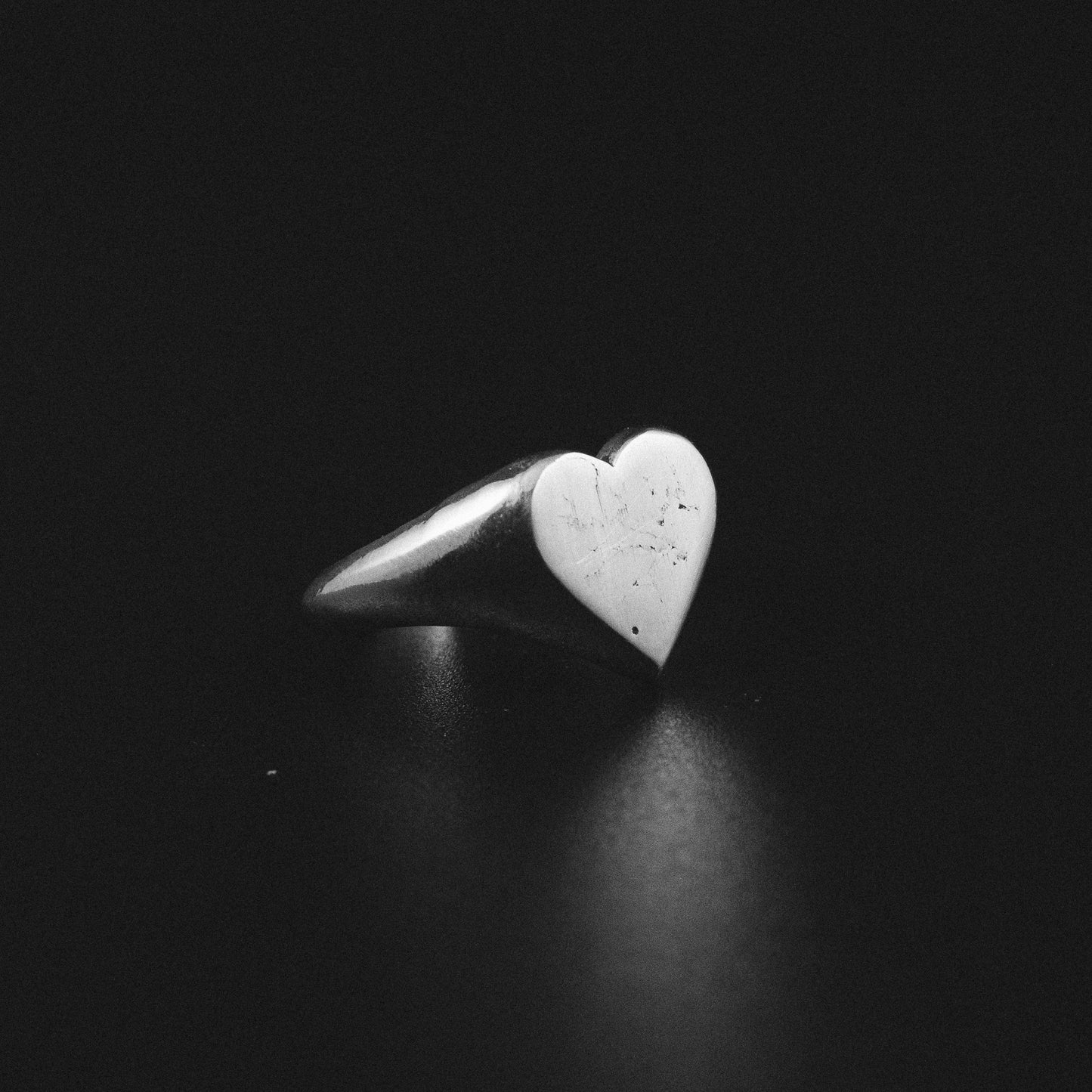 Heart Shaped Silver Signet Ring (Blank - No Stone)