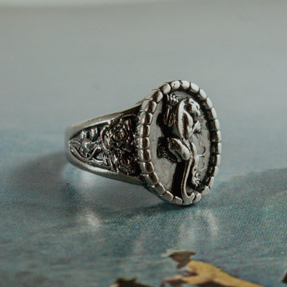 Crawling Panther Ring with Roses