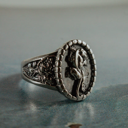 Crawling Panther Ring with Roses