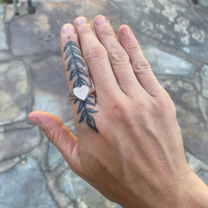 Heart Shaped Silver Signet Ring (Blank - No Stone)