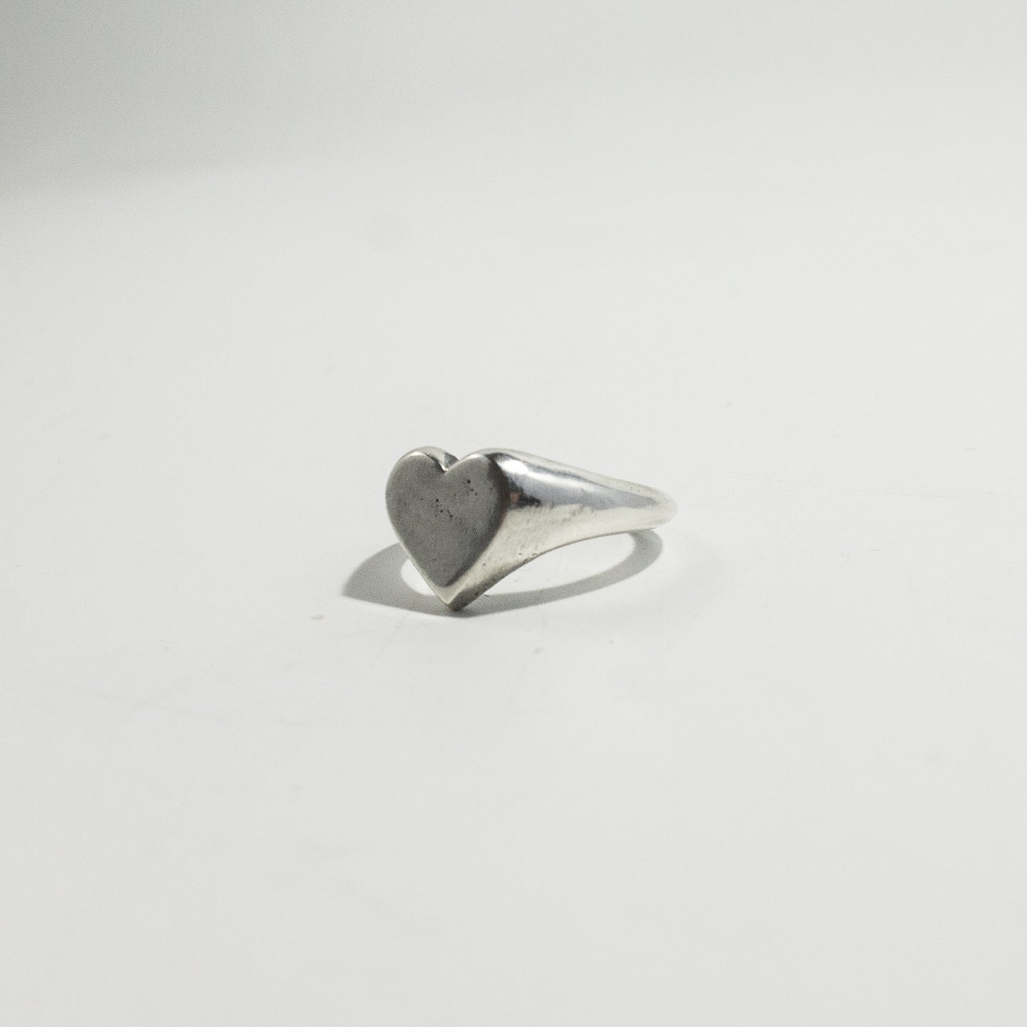 Heart Shaped Silver Signet Ring (Blank - No Stone)