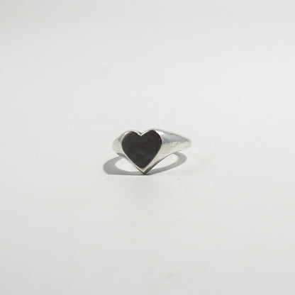 Heart Shaped Silver Signet Ring (Blank - No Stone)