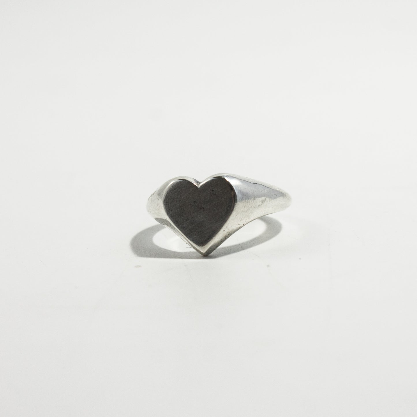 Heart Shaped Silver Signet Ring (Blank - No Stone)