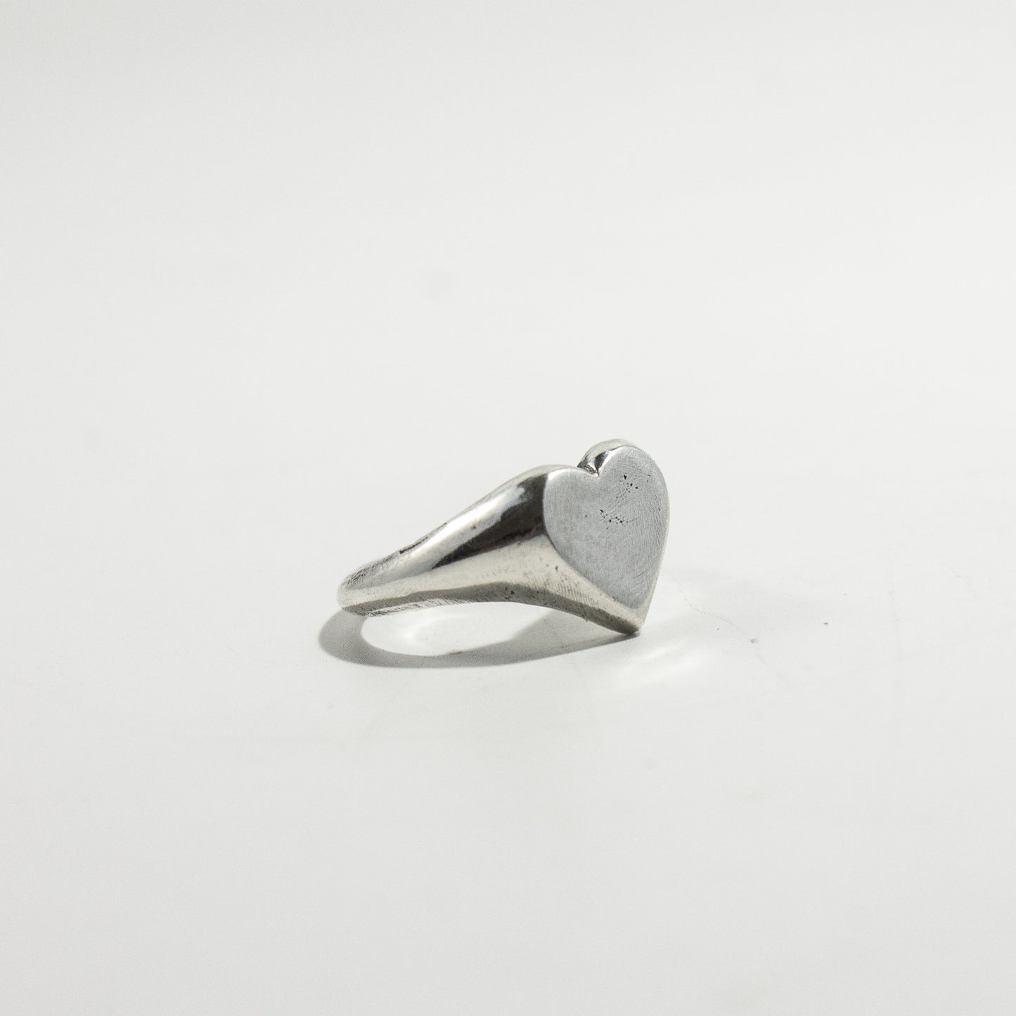 Heart Shaped Silver Signet Ring (Blank - No Stone)