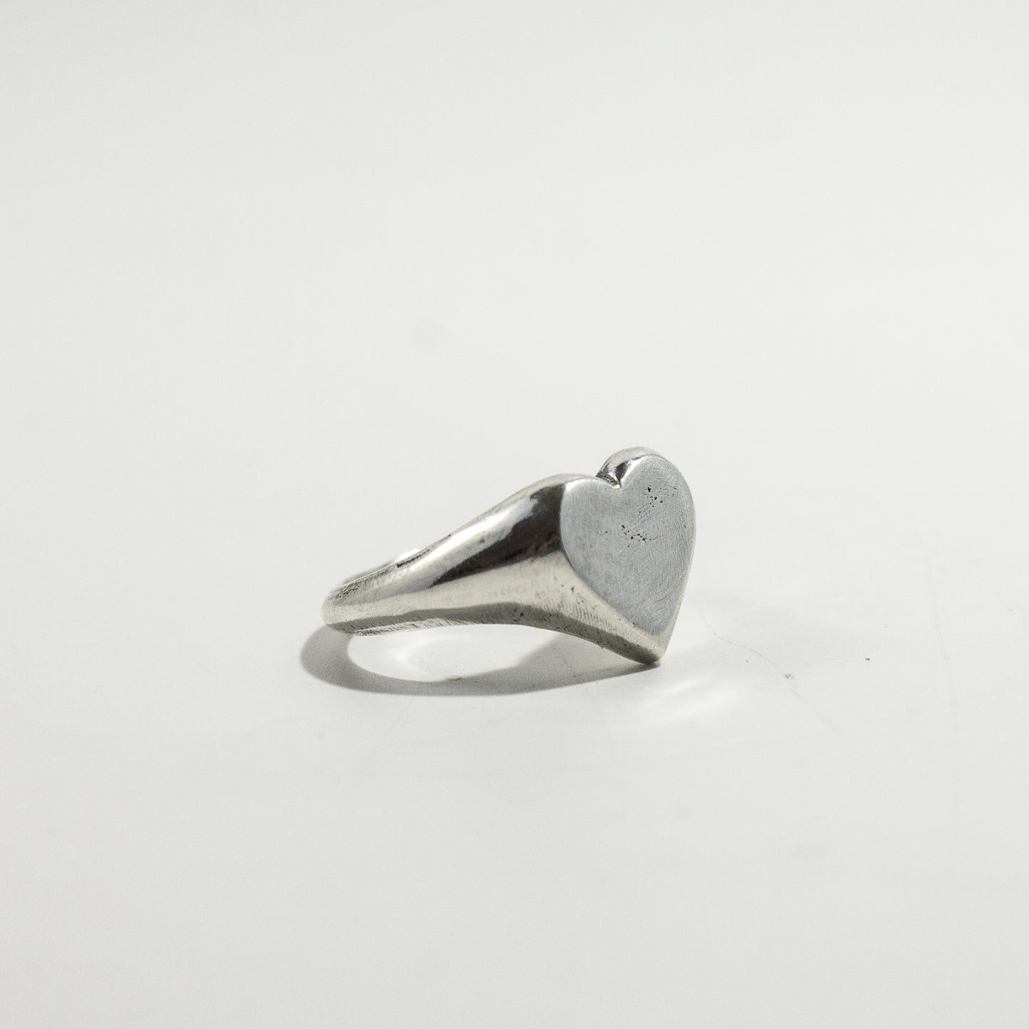 Heart Shaped Silver Signet Ring (Blank - No Stone)