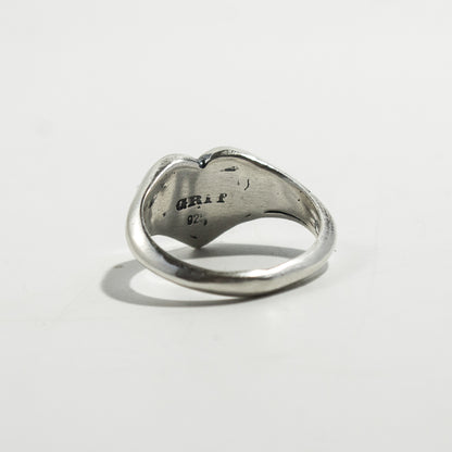 Heart Shaped Silver Signet Ring (Blank - No Stone)