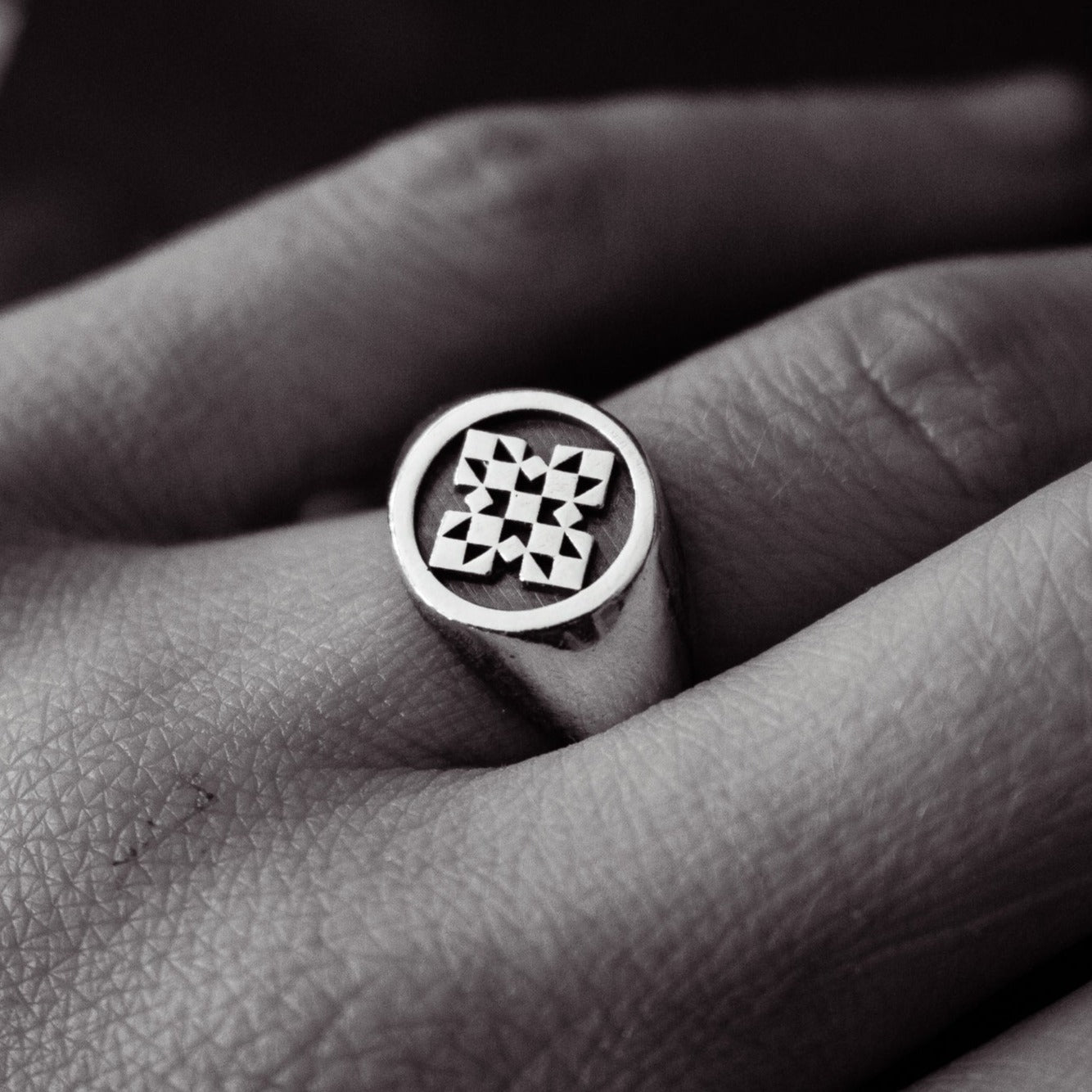 Barn Quilt Signet Ring