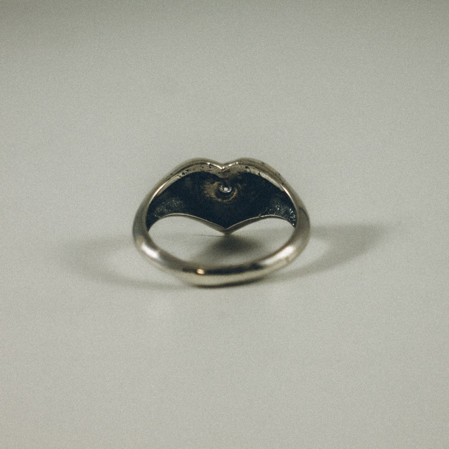 Heart Signet Ring with 3 MM Diamond