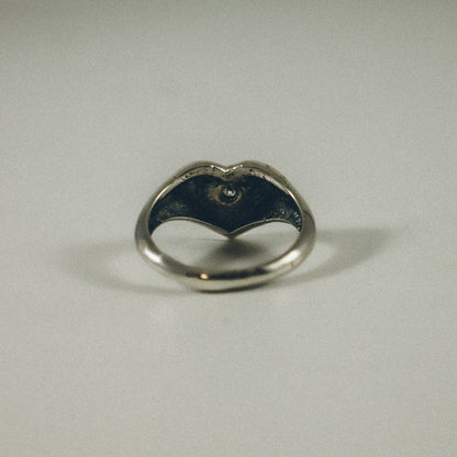 Heart Signet Ring with 3 MM Diamond