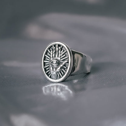 Evil Eye in Hamsa Hand Ring