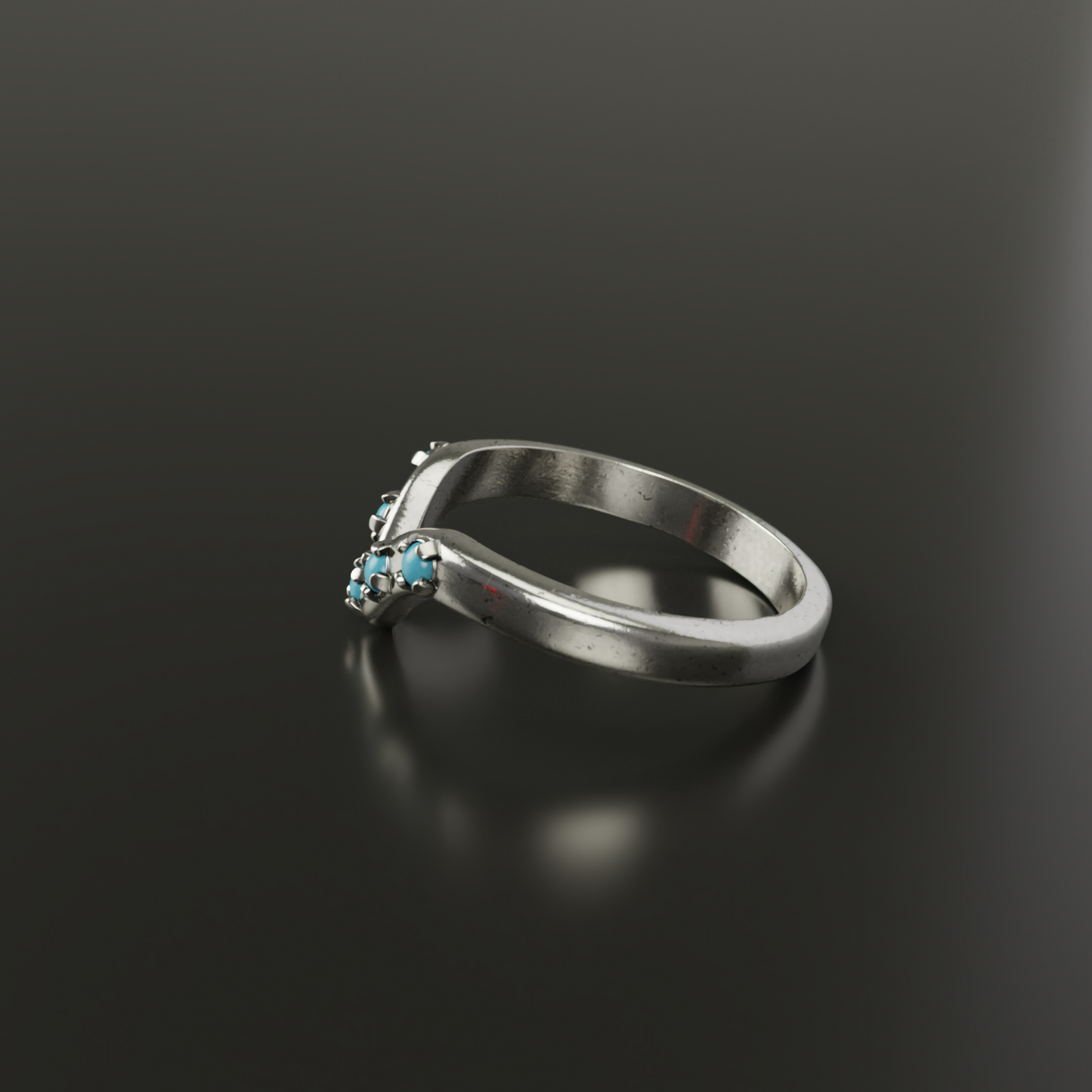 Curved 5 Stone Turquoise Shadow Band